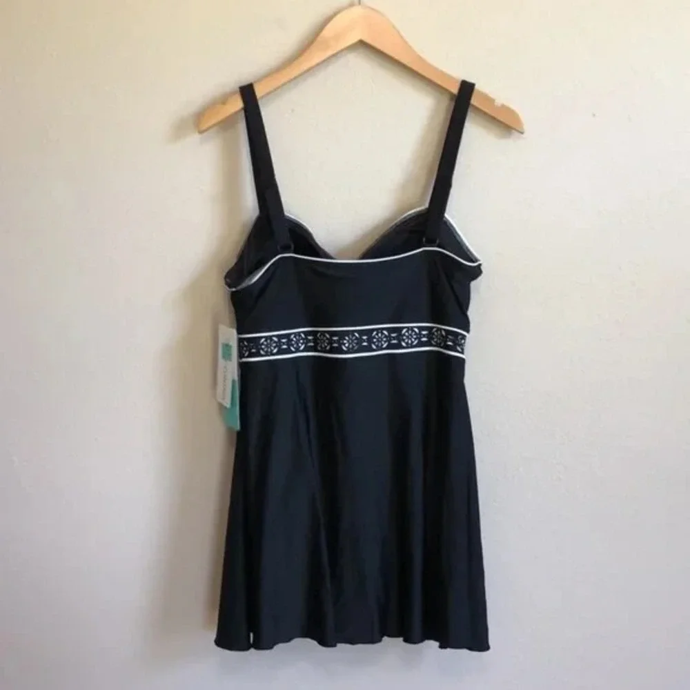 SEA‎ & SAND BEACHWEAR Women 16 Slimming Empire Swimdress One-Piece Swimsuit New